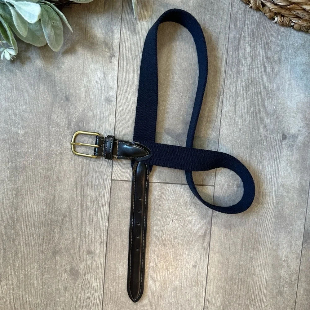 Vintage Belt Men's Navy and Brown Leather Belt Size 36